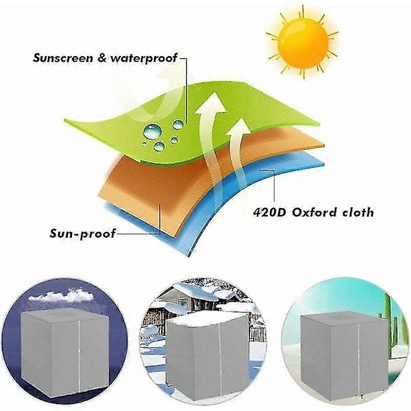 1000L IBC-säiliön suojus, 420D vesisäiliön suojus, UV-suojattu säiliön suojus, IBC-säiliön suojus vetoketjulla, 120 x 100 x 116 cm (Hopea) Silver