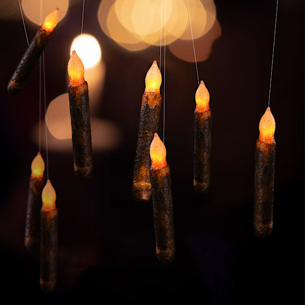 6 st. Riktiga Vaxpelare Ljus Stapel Ljus Primitiva Droppande Ljus Flammlösa Flimmer LED-lampor Doppade Batteridrivna Halloween Dekoration Fest Kyrka red