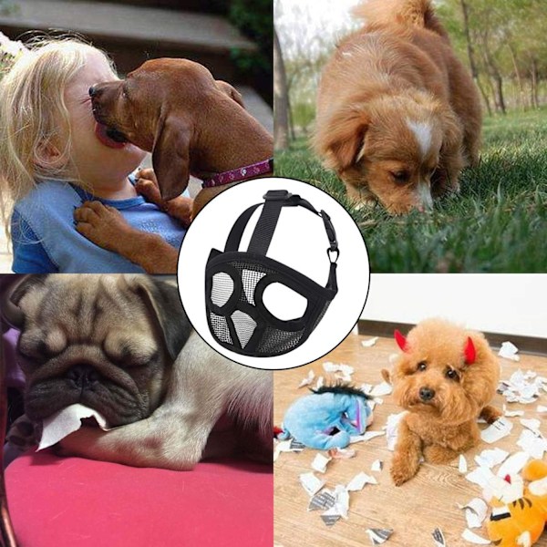 Justerbar Mesh Bulldog til Tygge- og Gø-træning Hundemaske Hætte, Engelsk Fransk Bulldog Pekingeser-S