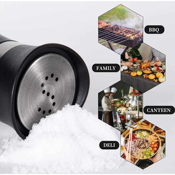 Pakke med 2 salt- og peberbøsser Salt- og pebersæt Saltbøsse Saltbeholder Køkkenudstyr (Sort) black