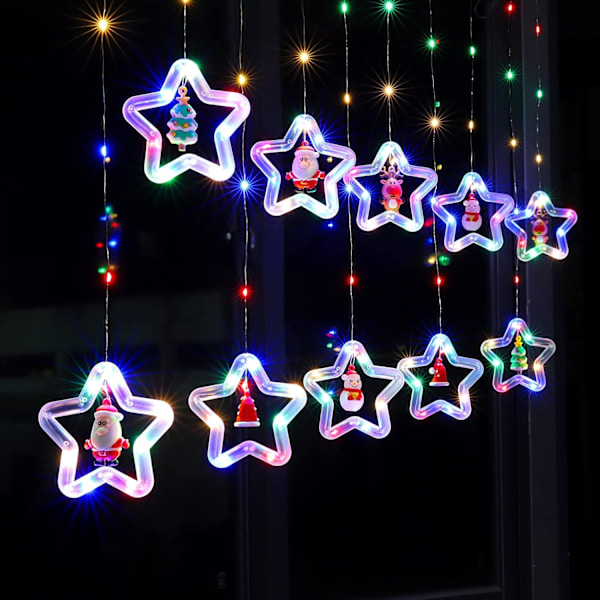 Jouluikkunavalot, 3m Joulu tähti verhovalot USB Jouluvalot Uutuus Ikkunavalot Talvikoristeet Makuuhuoneeseen Sisätiloihin Kotiin, Värikäs Colorful
