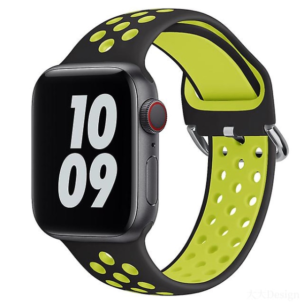 Ai Klokkereim For Apple Watch Band 45mm 44mm 40mm Series 7 6 5 4 Se Sports Pustende Armbånd Armbånd For Iwatch 3 42mm 38mm - Klokkebånd Black green 42mm-44mm-45mm-49mm