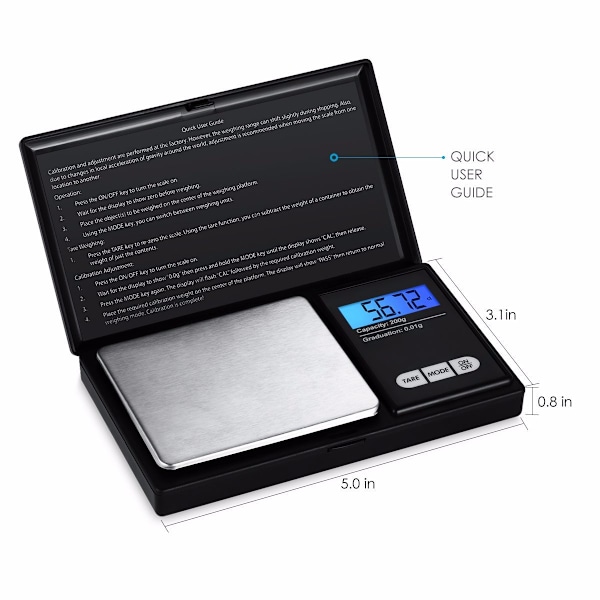 Digital vekt 0.01g - 200g lommevekt digital vekt