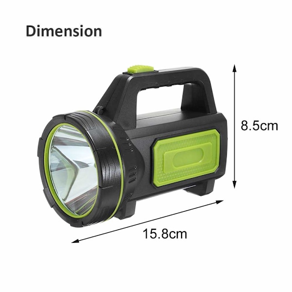 LED Ficklampa Campinglykta med Laddare, 10000 Lumen Sökljus Ficklampa Spotlight Lampa Svart för Utomhusvandring Fiske, Strömavbrott, Nödsituationer