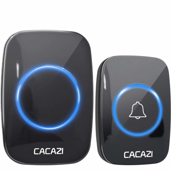 CACAZI trådløs dørklokke Vandtæt 300M 60 musikskift, 5 lydstyrkeniveauer, smart dørklokke Batteristik 110V-220V