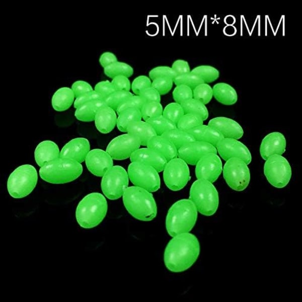 100 stk. Selvlysende Fiskeperler, Hard Plast Oval Glødende Egg, Myke Fiskeperler Rig Perler, for Basseng Innsjø Elv (Selvlysende i Mørket)