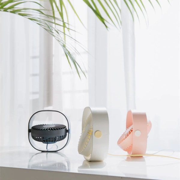 Mini USB-blæser, Støjsvag 3-trins mini-blæser, 360 graders rotation bærbar blæser til bibliotek, kontor, camping, picnic, mørkeblå