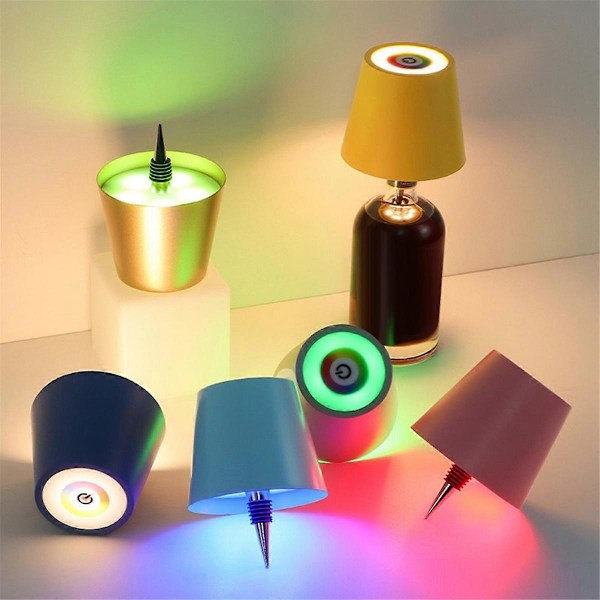 Trådlös Flasklamp, RGB-lägen & 3 Färger Steglös Dimning Flasklampslampa, Uppladdningsbar Flasklamp