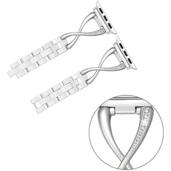 38mm 40mm 41mm Vogue Smykke Urrem til IWatch Serie 7,6,5,4,3,2,1 Kvinder Justerbar Krystal Diamant Armbånd Udskiftning iwatch