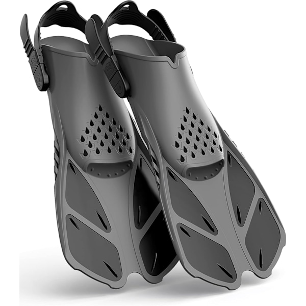 Snorkelføtter Justerbar Spenne Åpen Hæl Svømmeføtter Reisevennlig Kort Svømmeføtter Egnet for Snorkling Dykking Svømming Voksen Menn Damer Størrelse ML-XL