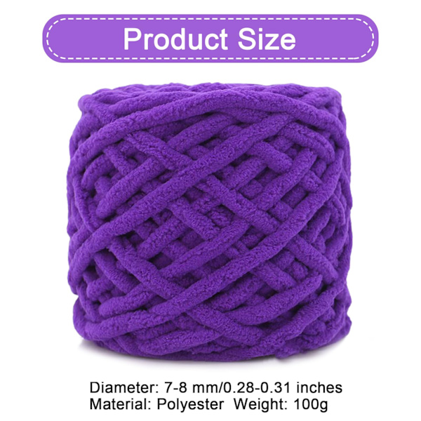 Tjock Häklygarn Mjuk Isremsa Häklygarn Chunky Vävd Filtgarn för Väva Filt Tofflor (Lila) Purple