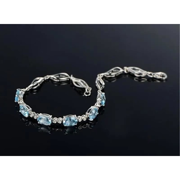 Eksklusivt sødt blåt zirkonarmbånd til kvinder | Gave til Valentinsdag eller jubilæumsfest, zink, blå zirkon