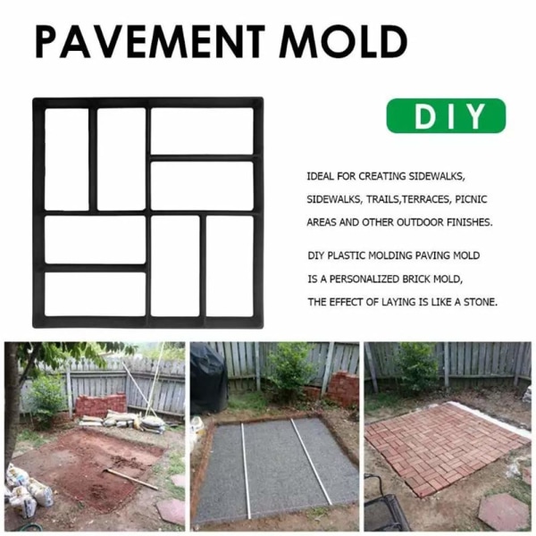 Path Maker mould, muovinen mold, uudelleenkäytettävä sementtibetoni, kivisuunnittelu, päällystyskäytävä, puutarhapolku, patiopolku, Pathmate- mold (40 * 40 * 4 cm)