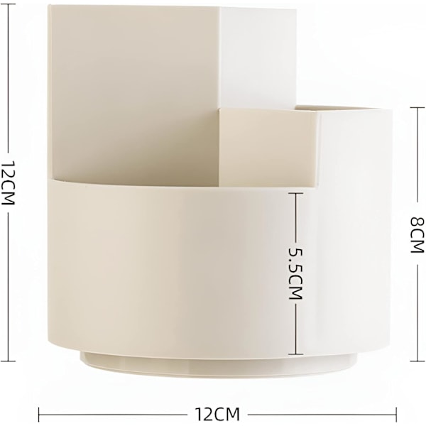 3 i 1 Kreativ Roterande Pennhållare, Sminkborsthållare Beige, Pennburk Effektiv för Skrivbord, Bord, Kontorsmaterial, Hem