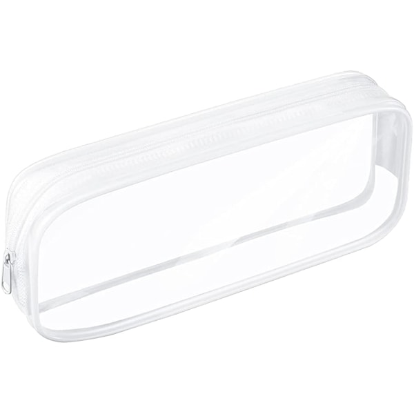 Läpinäkyvä kynäpussi, läpinäkyvä kynäkotelo, vedenpitävä PVC-vetoketjullinen kosmetiikkapussi, matkatavarapussi Meikkipussi (valkoinen) White