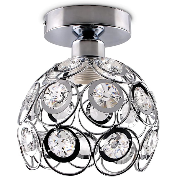 Taklampe for gang, Krystall Lysekrone Semi Flush Mount Taklampe, Pendellampe for soverom, kjøkken, stue, E27 Sokkel