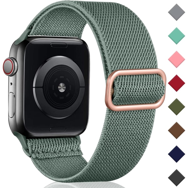 Løkkestropp kompatibel med Apple Watch-rem, justerbar elastisk nylonflettet sportsrem for iWatch SE Series 9/8/7/6/5/4/3/2/1