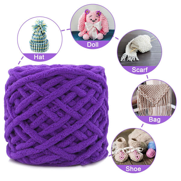 Tjock Häklygarn Mjuk Isremsa Häklygarn Chunky Vävd Filtgarn för Väva Filt Tofflor (Lila) Purple