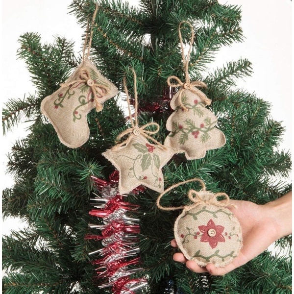 8 kpl Pienet joulukuusen koristeet sukat, vintage tyyliset joulupuuhun ripustettavat koristeet perhejuhlakoristeisiin