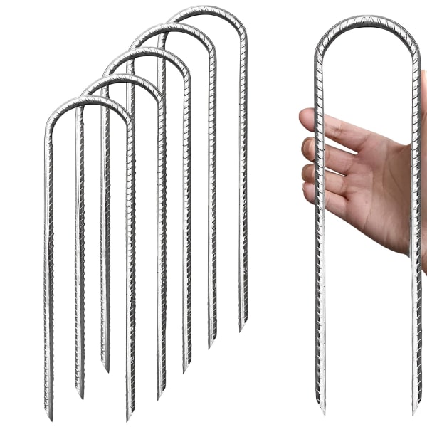 12\" Telttanker, 6-pak U-formet, Heavy Duty Jordstikker for Camping, Telte, Trampoline, Markiser, Skur, Havner, Sving