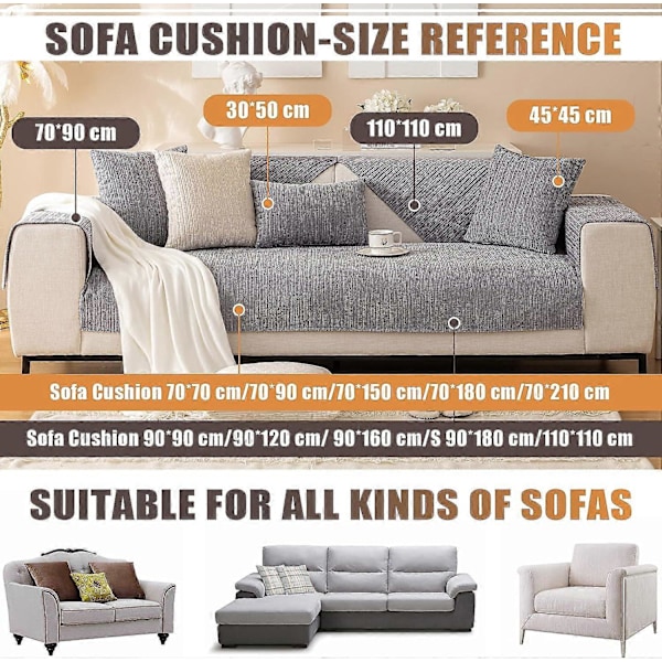 Sofa Trekk, for 3-seters Sofa, Sklisikkert, Sofa Trekk, Møbelbeskytter Sofa Trekk for Sittepute Sofa (90*180cm)
