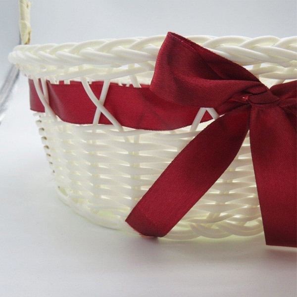 Bryllupsblomsterkurv Rattan Blomsterpikekurv med Håndtak Bryllupsbrudepike Håndholdt Blomsterkurv Rattan, rød, 2 stk