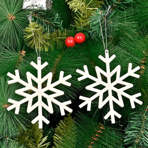 Valkoiset joulukuusenkoristeet ja -koristeet - Lumihiutalekarkki Joulukuusikoristeet - Mukana ripustusnauhat (2 kpl set ) (valkoiset lumikoristeet)