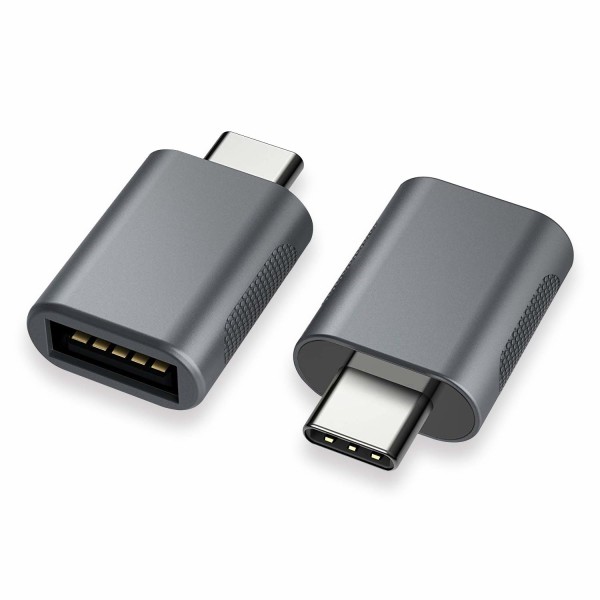 USB C till USB adapter (2-pack), USB-C till USB 3.0-adapter, Thunderbolt 3 till USB Hon OTG-adapter för MacBook Air 2020 (mörkgrå)
