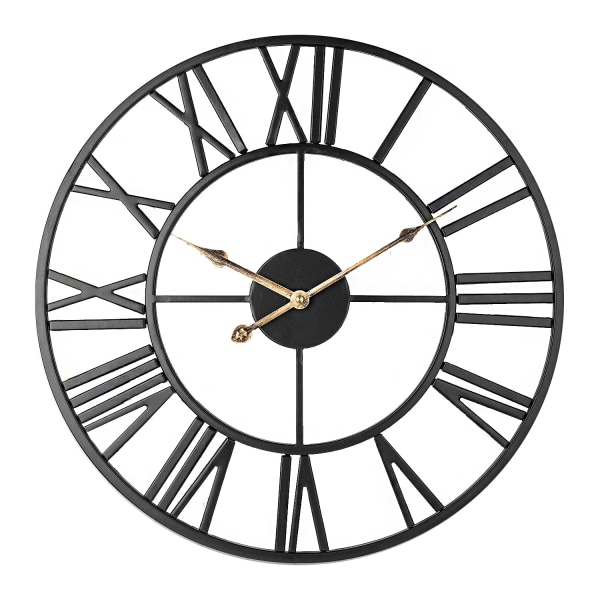 Silent Wall Clock, 40 cm metall vintage klokke, romertall kjøkken klokke, ikke-tikkende klokke for stue Cafe Hotell kontor soverom