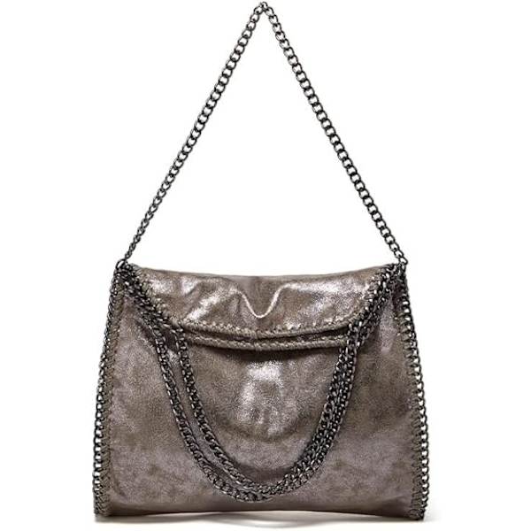 Sommermode dametaske, skulderkædetaske, stor kapacitet mode pung, casual crossbody blød taske sammenklappelig dametaske silver,gray