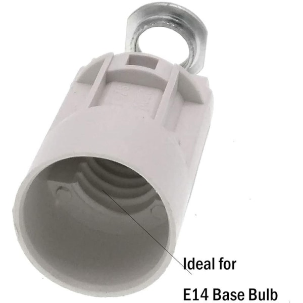 E14 flamme pærefod, termoplast, grå, SES 52 mm høj, 1/8 IPS gevindsæt med 6 stk.