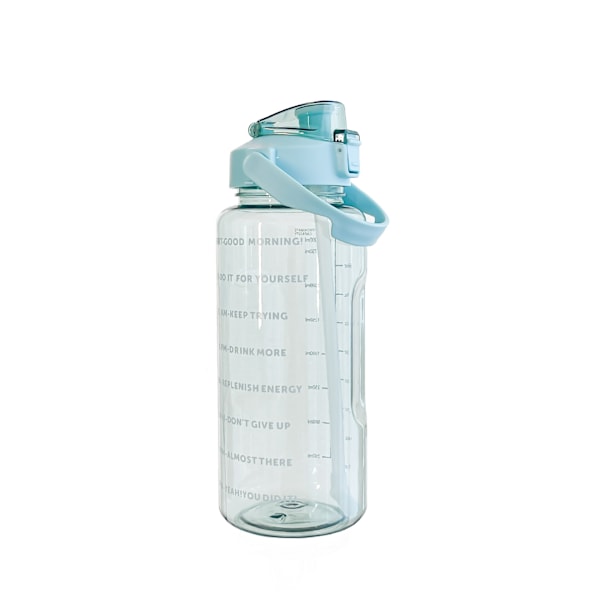 2000 ml vattenflaska, sommar fitness halmkopp med skala, utomhus bärbar plastkopp grön Green