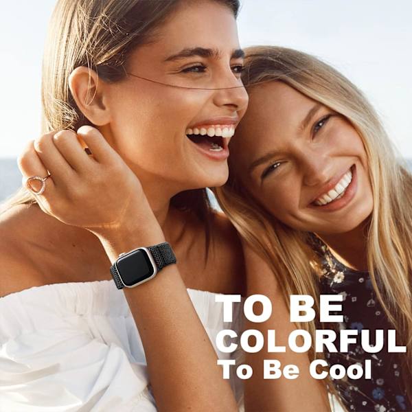 Loop-rem kompatibel med Apple Watch-rem, justerbar stretch nylon flätad sport ersättningsrem för iWatch SE Series 9/8/7/6/5/4/3/2/1