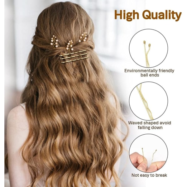 100 stykker metal-slip-on-hårspænder, sideclips til kvinder Malingsbestandige hårspænder Hårspænder til kvinder - 5 cm (guld)