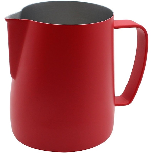 Rustfri stål mælkekande til opskumning, mælkeskummer kop, egnet til kaffe, latte og mælkeskumning 600ml rød