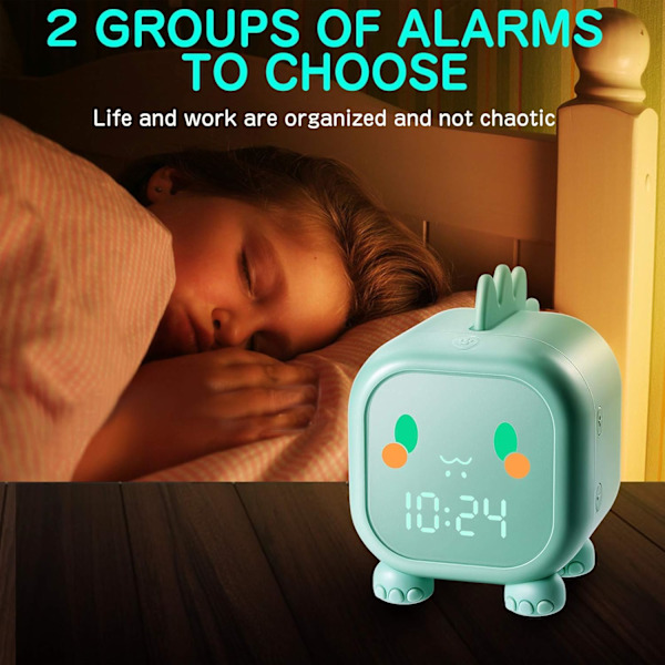 LED Digital Väckarklocka med Snooze-läge, Nattlampor för Sovrum, Sömntränare Tyst Nattklocka Sängklocka med Temperatur (Grön)