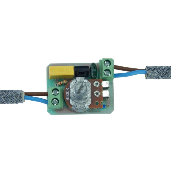 Lysdæmper, drejekontakt med hvidt 220-230V kabel, trykknap til dæmpbare LED'er