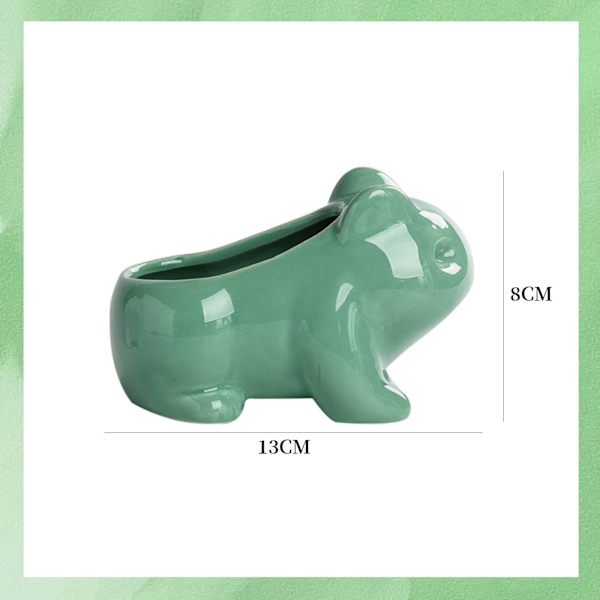 Keramiska Blompottar, Cartoon Succulent Planter Pots Grön Liten Djurformad DIY Konst Vas Blomma för Kontorsbord Trädgård Hem Dekorativ, 1 st