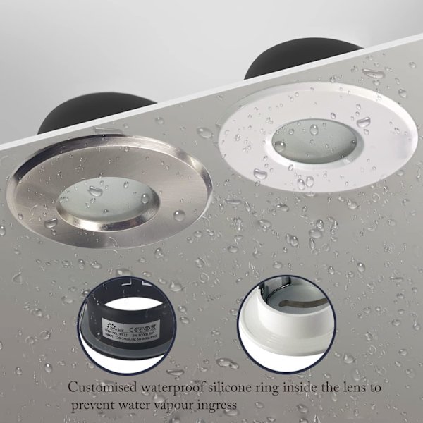 IP65 vandtæt LED forsænket spotlight, GU10 fatningskonfiguration, egnet (pære ikke inkluderet) Satin Nikkel Downlight udskæring 75mm