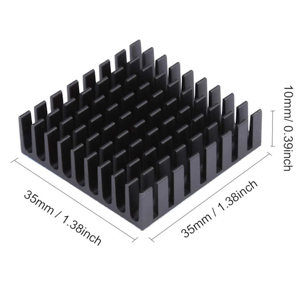 5 st 35x35x10mm Aluminium Liten Kylfläns med Dubbelsidig Värmeledande Tejp för CPU IC LED-kort Kylare för Kylning Stepper Motor TEC1-12706 Peltier