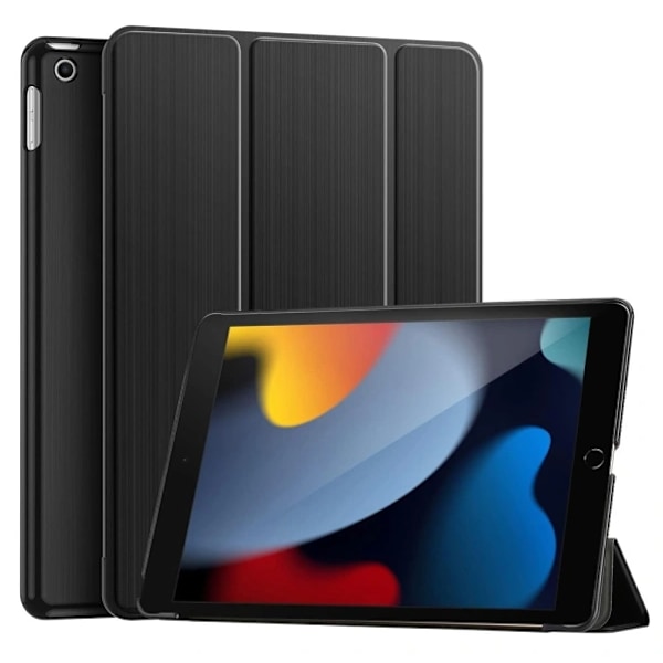 Kolmiosainen suojakotelo jalustalla iPad 10.2\" 7 / 8 / 9 - Musta