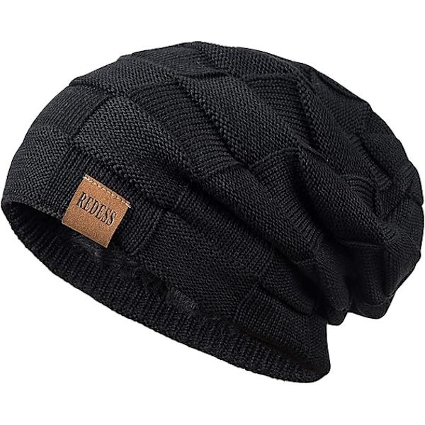 Mössa för vinter Varma mössor Stickad Slouchy Tjock Skalle Mössa（svart） black