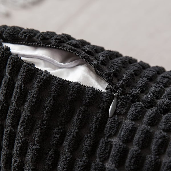 Corduroy Granule Pudebetræk Dekorative Pudebetræk Aflange Bløde Pellets Solid Pudebetræk til Sofa Soveværelse 12x20 Tommer 10#Black