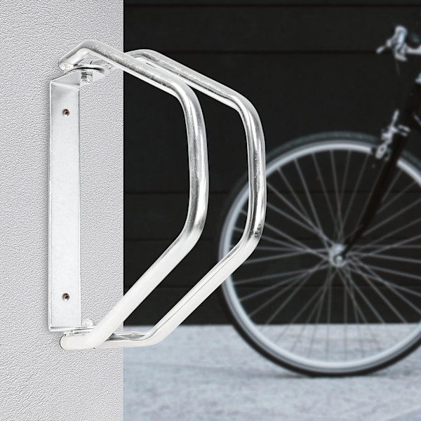 Set med 2 cykelställ, Parker väggfäste som enkelhållare, för väggmontering, justerbar, HBD 32,5 x 9 x 28,5 cm, silver