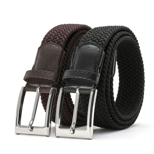 Mænds bælte, mænds elastikbælte, 110 cm sort bæltespænde elastisk vævet bælte (sort)