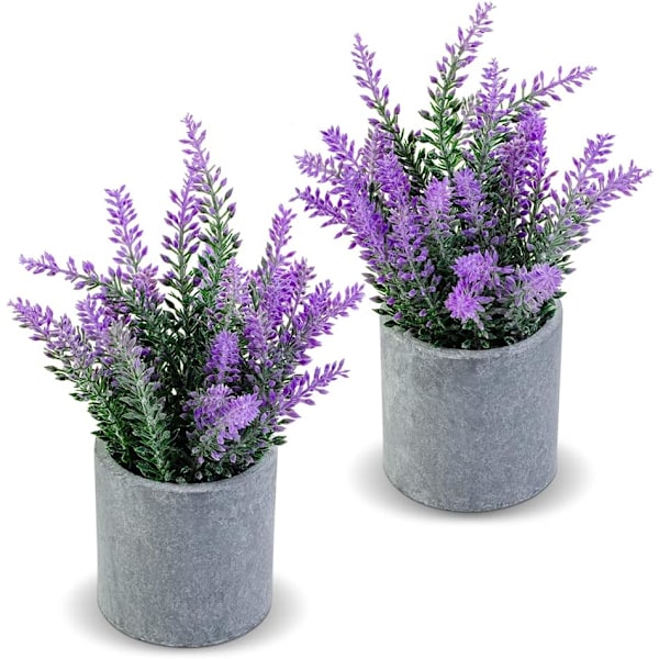Konstgjord Lavendelväxt i Krukor - Faux Lavendel Konstgjorda Blommor Dekor – Lavendel Dekor för Badrum Sovrum Kök 3-pack