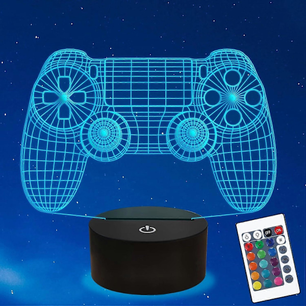 Gamepad 3D Illusion Lampe, Ammonit Controller Natlys med Fjernbetjening