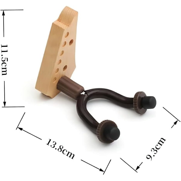 2 Pakning Tre Gitarhenger Veggfeste, for Vegg, Gitarstativ for 2 Gitarer, Gitarvegg for Bassgitar Stativ Ukulele og Elektrisk Gitar Ukulele
