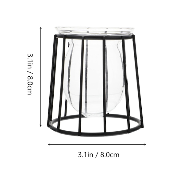 4 st Glödlampor Svart för Rum Station i Cylinder med Behållare Rack Glas Hydroponisk Växtkonst Hållare Ram Heminredning Metall Tillbehör Planterkrukor