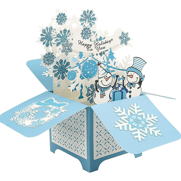 Vinter Snöflinga Jul Pop Up Kort - Julhälsningskort, Semester Pop Up Kort